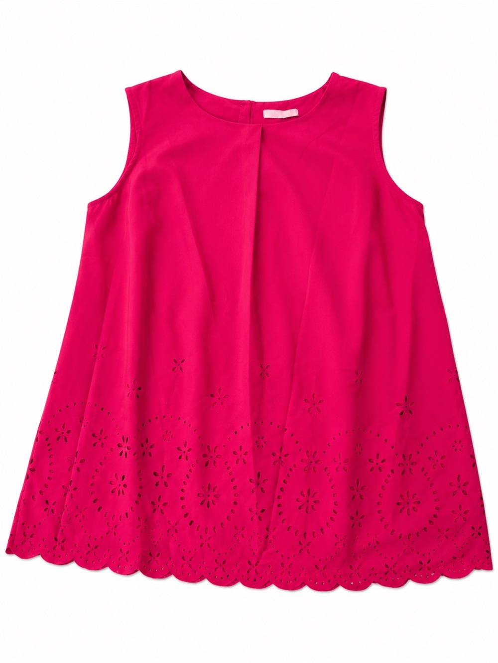 Roz & Ali Bright Red Sleeveless Eyelet Tunic 1X